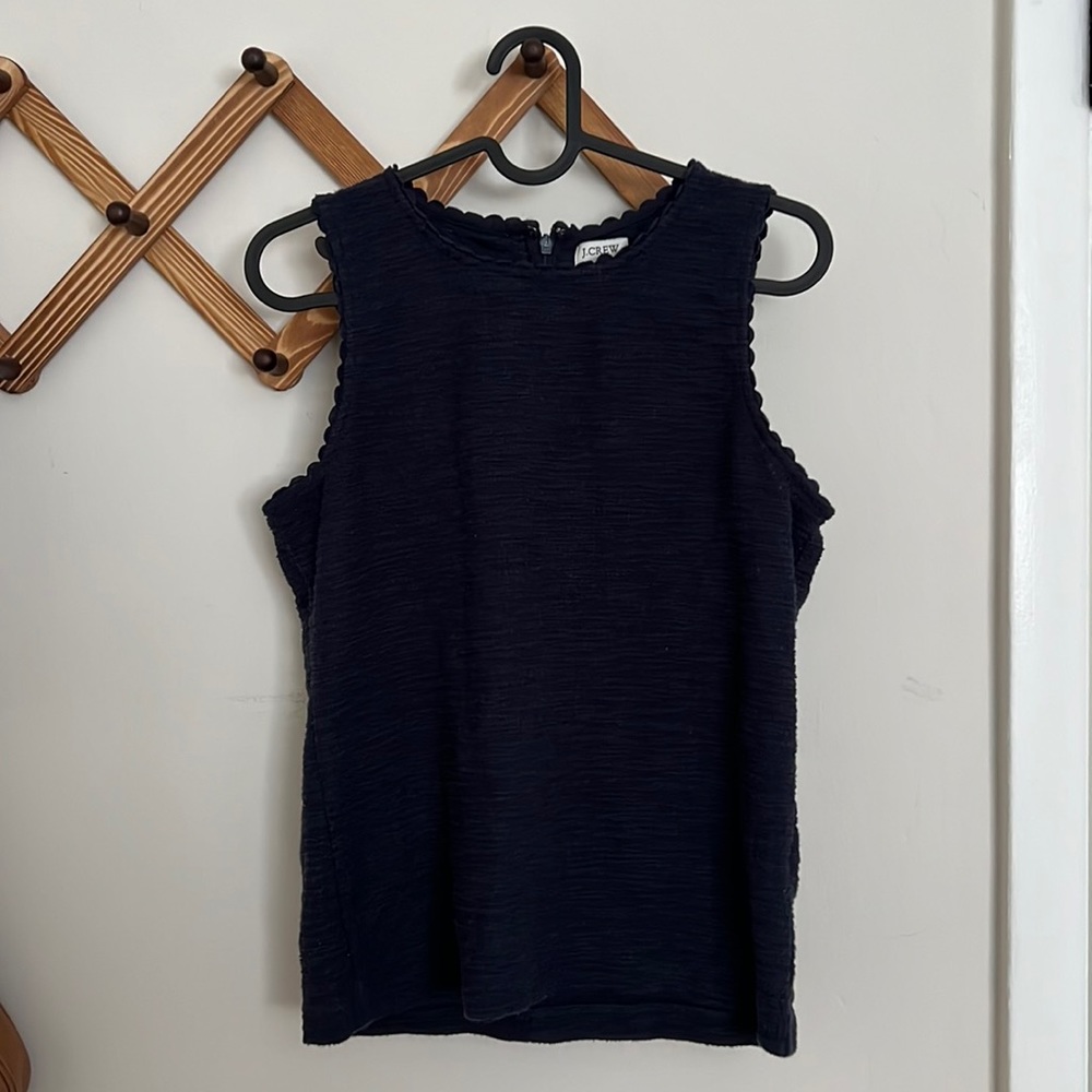 J.Crew Textured tank top with scallop trim